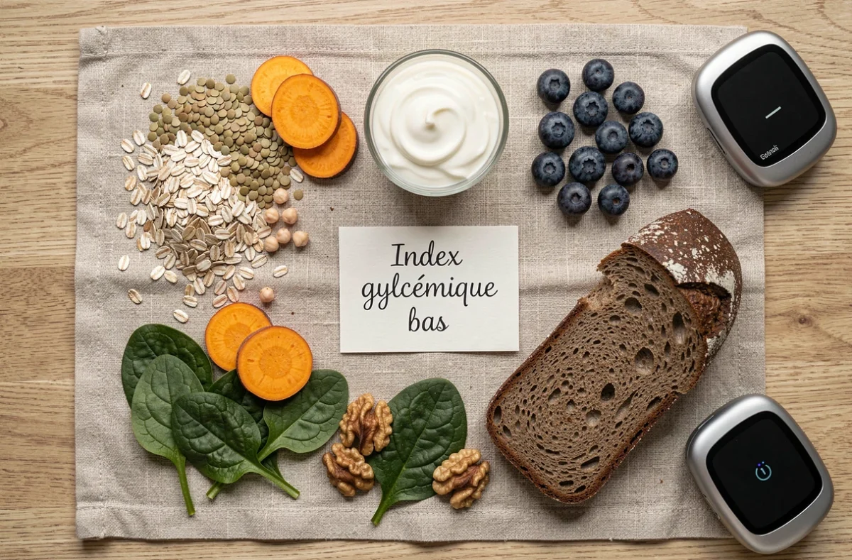 Sélection d'aliments à index glycémique bas pour corriger les écarts de taux de glucose sanguin