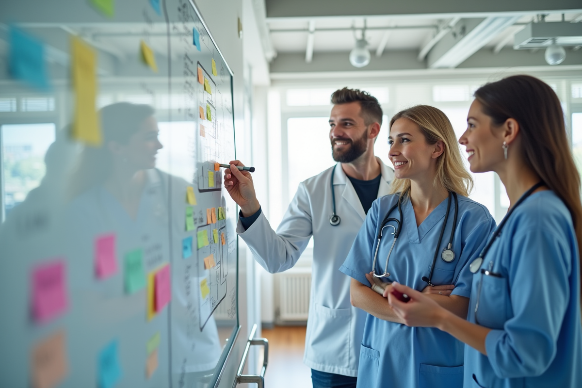 Travailleurs en santé et ingénieurs en brainstorming