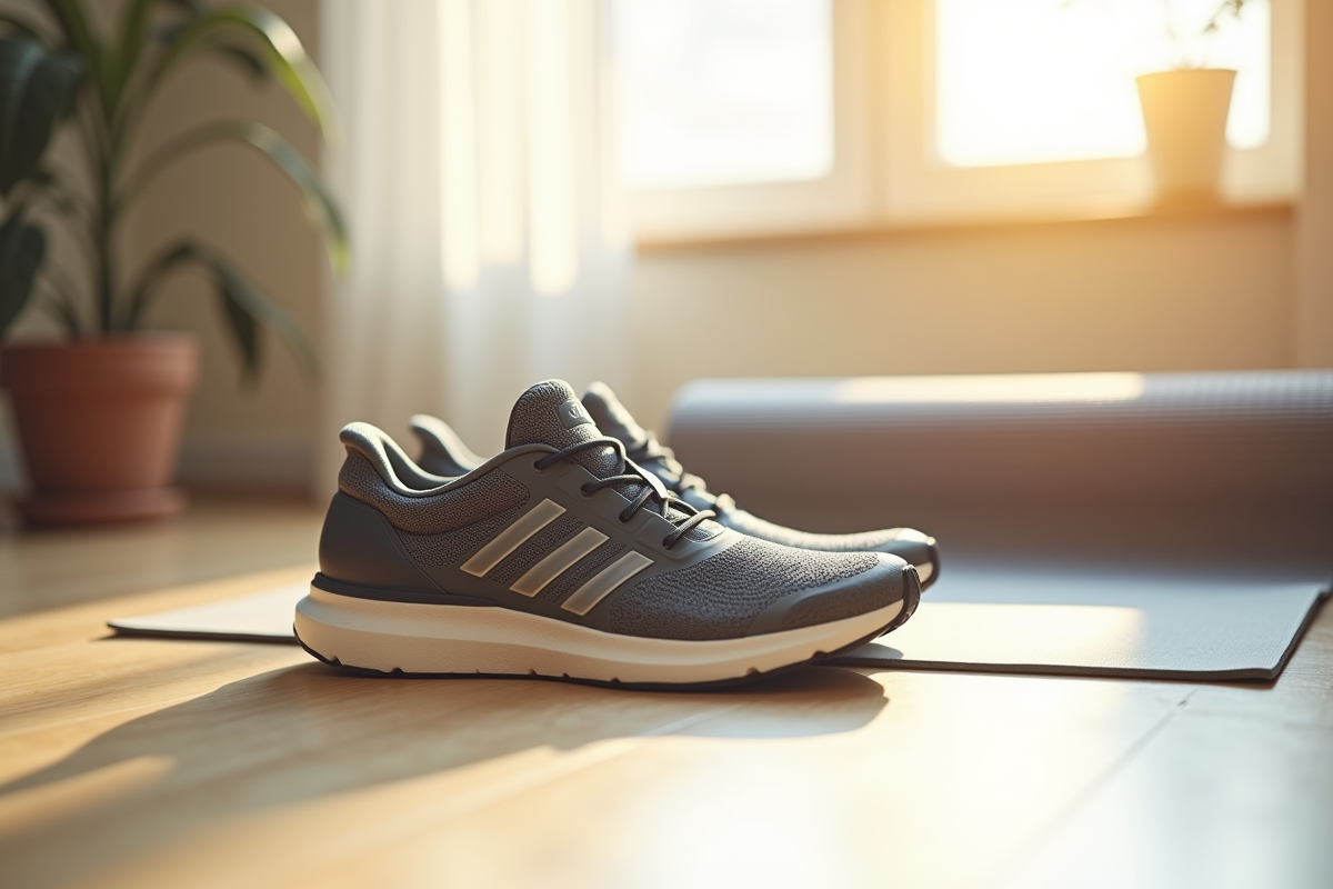 Chaussures de course soutenantes avec tapis de yoga lumineux