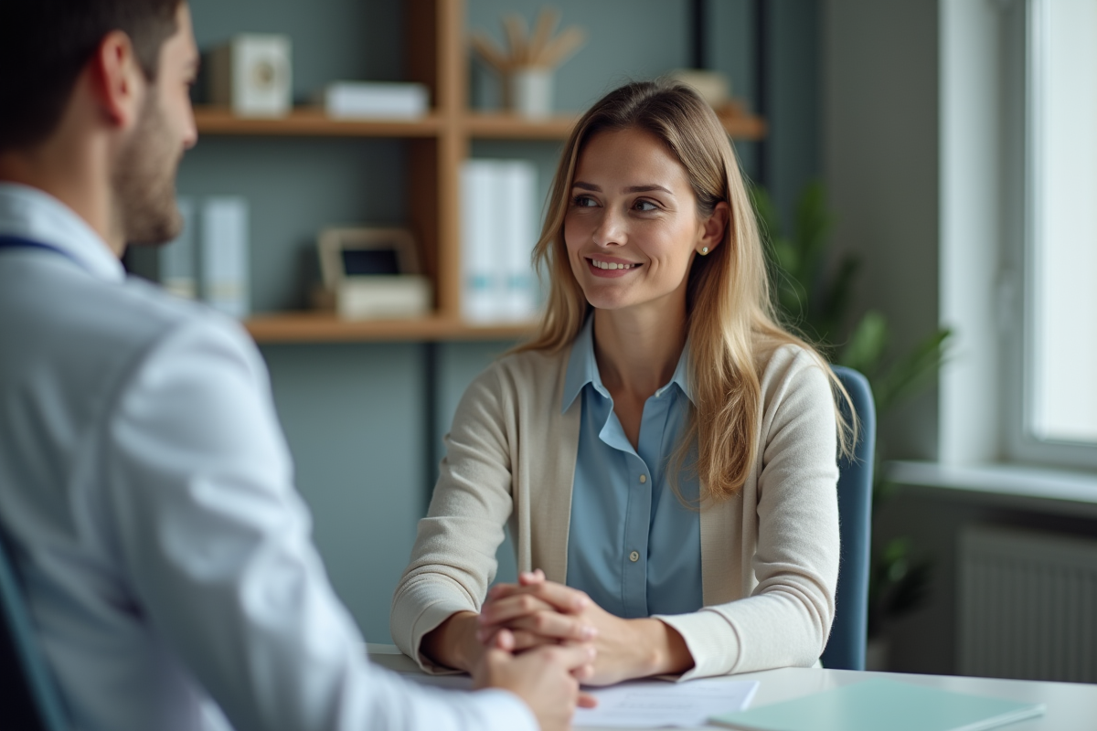 Femme en consultation médicale dans un cabinet moderne