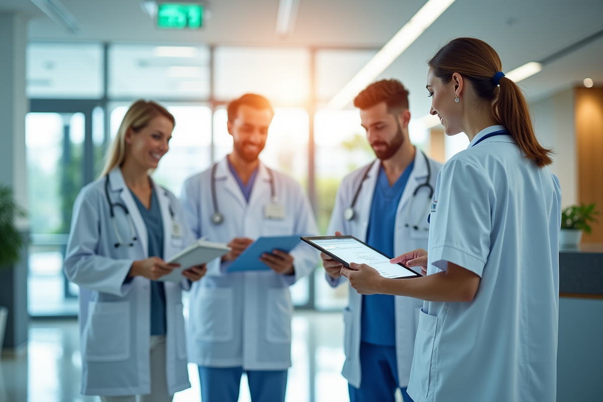 Équipe médicale dans un hôpital accueillant pour la santé