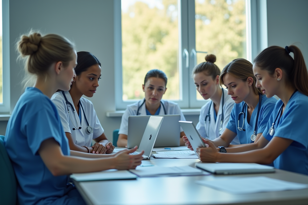 Infirmiers collaborant autour d