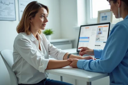 Femme d'âge moyen lors d'une consultation médicale