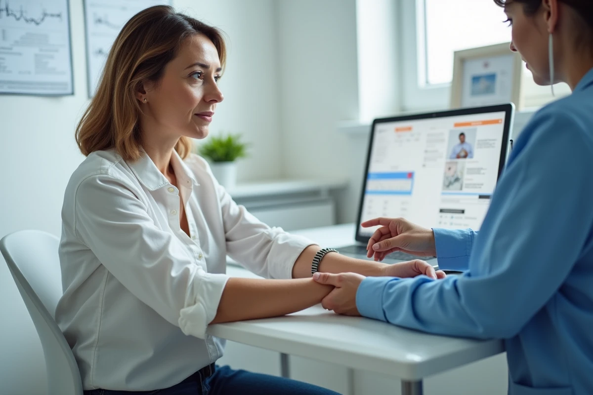 Femme d'âge moyen lors d'une consultation médicale