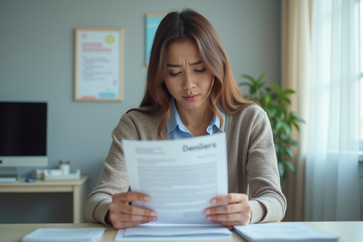 Femme frustrée tenant une lettre de refus médical