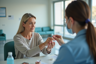 Femme d'âge moyen dans une clinique moderne lors d'un test médical