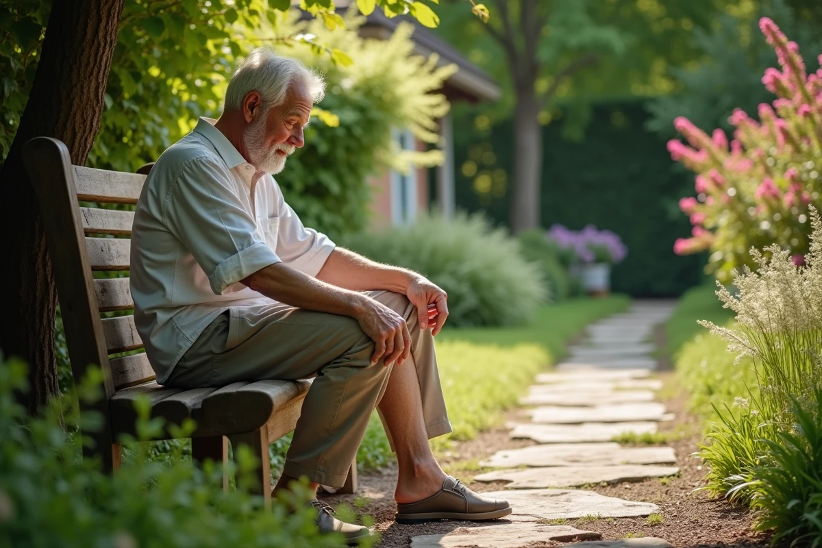 Homme âgé appliquant de l