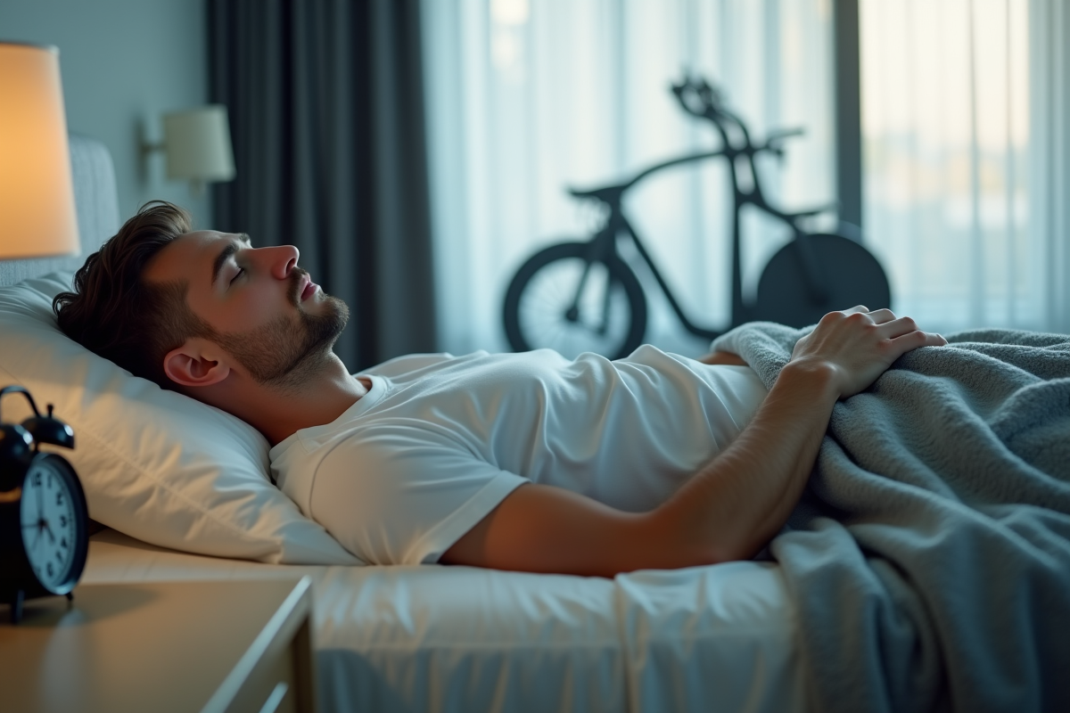 Homme dormant paisiblement dans une chambre lumineuse