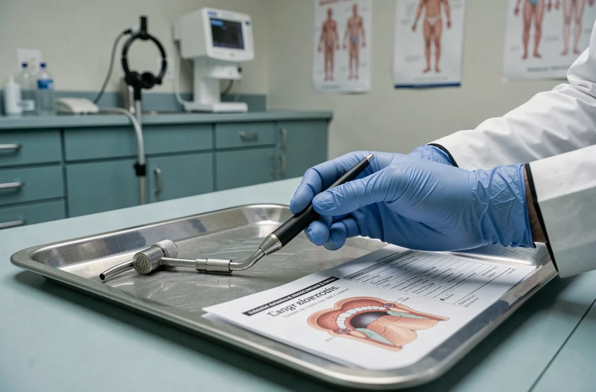 Instruments médicaux ORL et rapports radiologiques pour le diagnostic du cancer de l'amygdale
