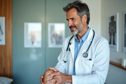 Medecin francais expliquant l'anatomie du genou