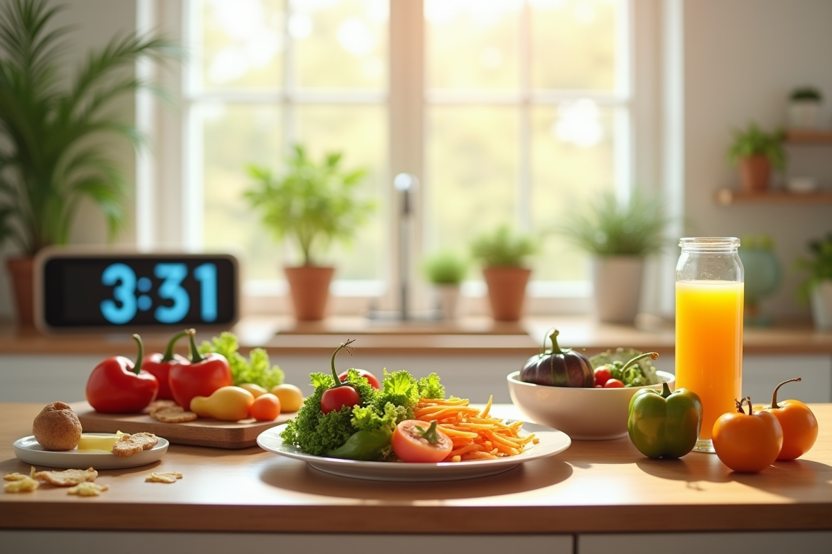 Repas sain non touché sur une table lumineuse
