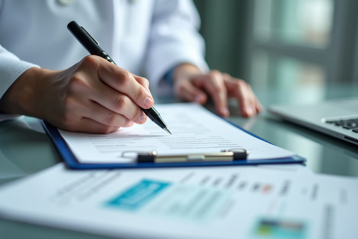 Main signant des papiers d