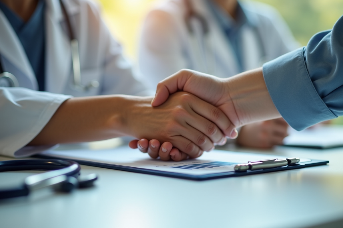 Docteur tenant la main d’un patient avec empathie